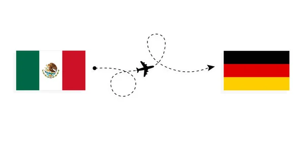 乗客の飛行機でメキシコからドイツへのフライトと旅行のコンセプト — ストックベクタ