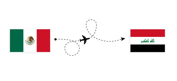 Flight Travel Mexico Iraq Passenger Airplane Travel Concept — Stockvektor