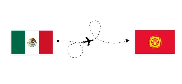 メキシコからキルギスへの旅客機でのフライトと旅行旅行のコンセプト — ストックベクタ