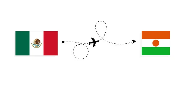 メキシコからニジェールへの旅客機でのフライトと旅行旅行のコンセプト — ストックベクタ