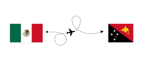 Flight Travel Mexico Papua New Guinea Passenger Airplane Travel Concept — Stockový vektor