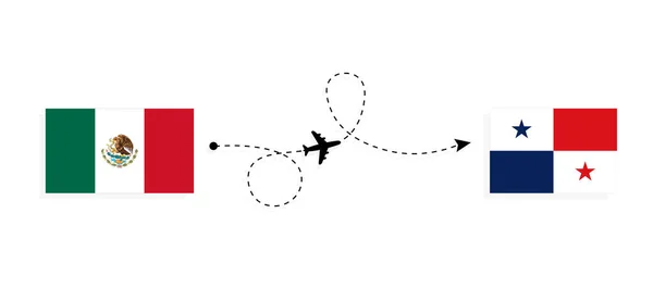 Flight Travel Mexico Panama Passenger Airplane Travel Concept — Stockový vektor