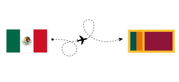 メキシコからスリランカへの旅客機でのフライトと旅行旅行のコンセプト — ストックベクタ