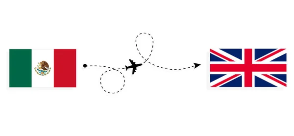 Flight Travel Mexico United Kingdom Great Britain Passenger Airplane Travel — Stockový vektor