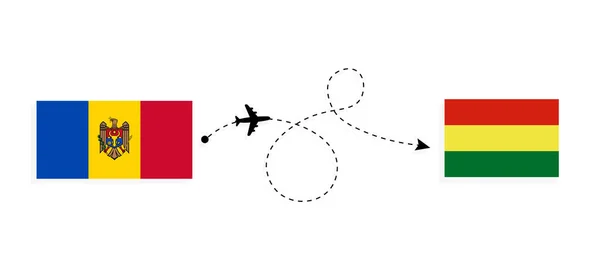 Flight Travel Moldova Bolivia Passenger Airplane Travel Concept — Stock vektor