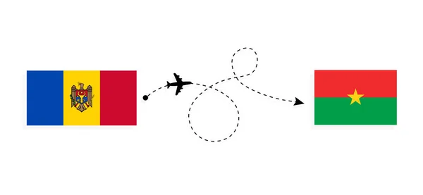 Flight Travel Moldova Burkina Faso Passenger Airplane Travel Concept — Stock vektor