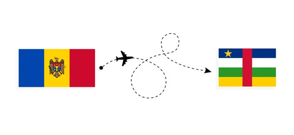 Flight Travel Moldova Central African Republic Passenger Airplane Travel Concept — Vetor de Stock