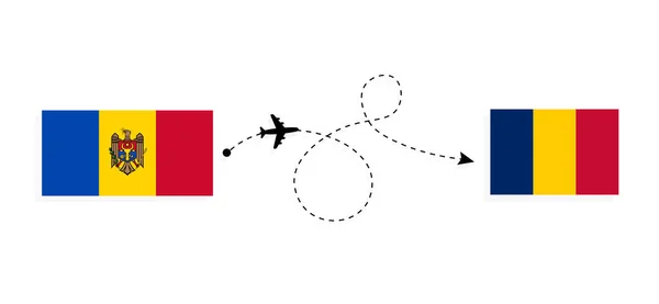 Flight Travel Moldova Chad Passenger Airplane Travel Concept — Stock Vector