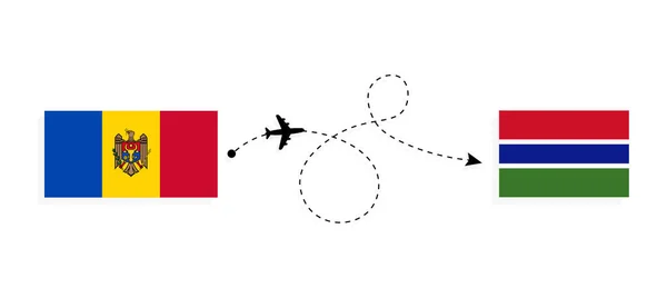 Flight Travel Moldova Gambia Passenger Airplane Travel Concept — Stock vektor