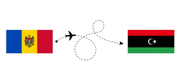 Πτήση Και Ταξίδι Από Μολδαβία Προς Λιβύη Επιβατικό Αεροπλάνο — Διανυσματικό Αρχείο