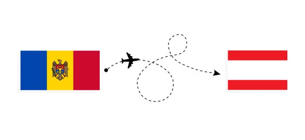 Flight Travel Moldova Lebanon Passenger Airplane Travel Concept — Stock vektor