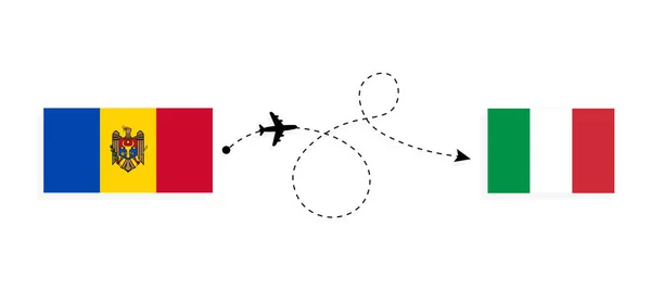 Flight Travel Moldova Italy Passenger Airplane Travel Concept — Stock vektor