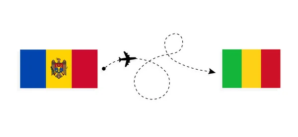 モルドバからマリへの旅客機でのフライトと旅行旅行のコンセプト — ストックベクタ