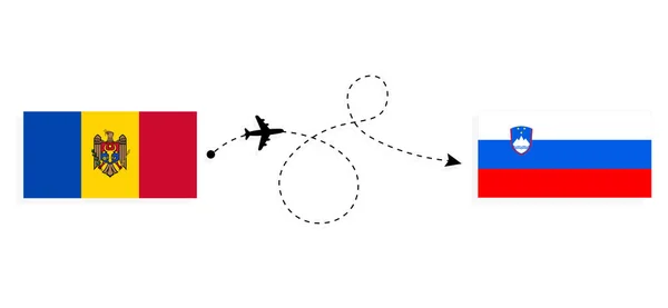 Volo Viaggio Dalla Moldova Alla Slovenia Aereo Passeggeri Concetto Viaggio — Vettoriale Stock