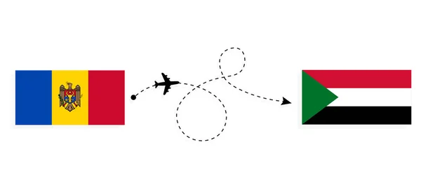 Flyg Och Resa Från Moldavien Till Sudan Med Passagerarflygplan Travel — Stock vektor