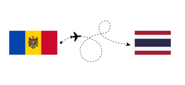 Flight Travel Moldova Thailand Passenger Airplane Travel Concept — Stock vektor