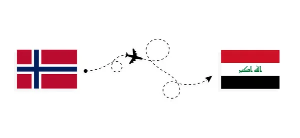 Vol Voyage Norvège Irak Par Avion Passagers Concept Voyage — Image vectorielle
