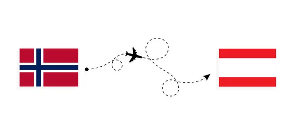 Flight Travel Norway Lebanon Passenger Airplane Travel Concept — Stock Vector