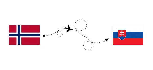 Flight Travel Norway Slovakia Passenger Airplane Travel Concept — Stock Vector