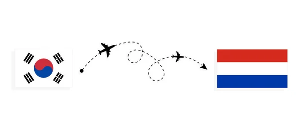 Flight Travel South Korea Paraguay Passenger Airplane Travel Concept — 스톡 벡터