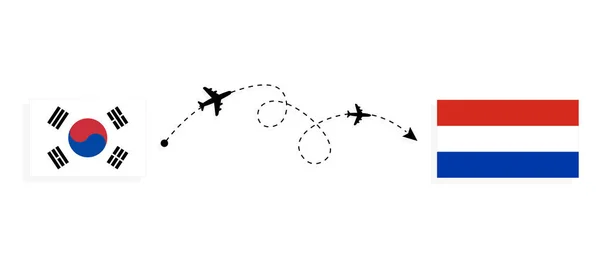 Voo Viagem Coreia Sul Para Paraguai Por Avião Passageiros Conceito —  Vetores de Stock