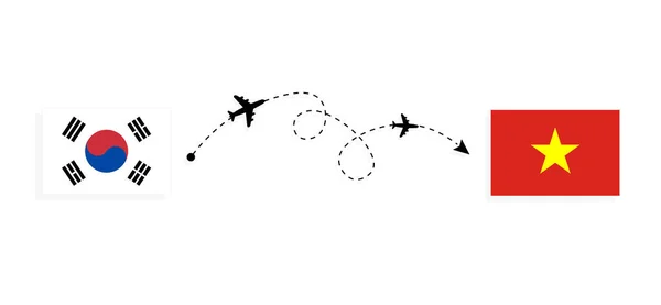 Flight Travel South Korea Vietnam Passenger Airplane Travel Concept — Stock vektor