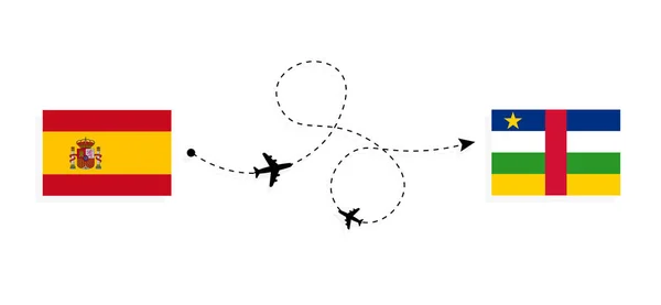 Voo Viagem Espanha Para República Centro Africana Por Avião Passageiros —  Vetores de Stock