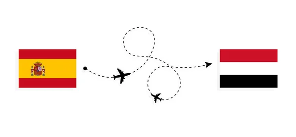 Flyg Och Resa Från Spanien Till Egypten Med Passagerarflygplan Resekoncept — Stock vektor