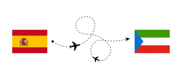 Flight Travel Spain Equatorial Guinea Passenger Airplane Travel Concept — стоковий вектор