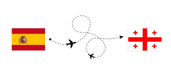 Flight Travel Spain Georgia Passenger Airplane Travel Concept — стоковий вектор