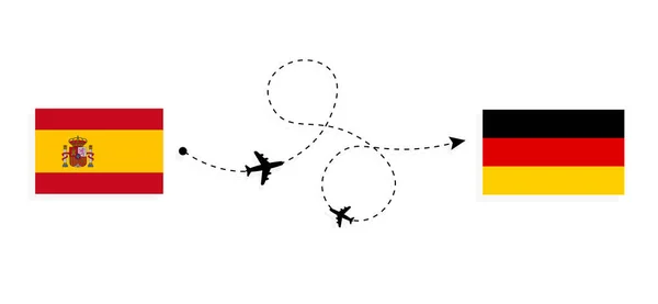 Flight Travel Spain Germany Passenger Airplane Travel Concept — Stock vektor