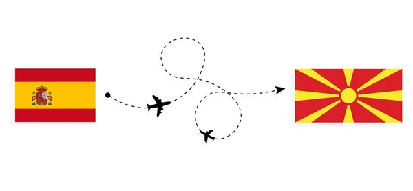 Flight Travel Spain Macedonia Passenger Airplane Travel Concept — стоковий вектор