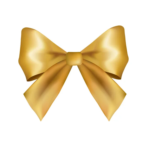 Volumetric Decorative Golden Bow Christmas Happy New Year Symbol — Vector de stock