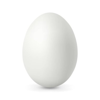 Beyaz tavuk yumurtası gerçekçi ve Paskalya için hacimsel yumurta beyaz arka planda izole edilmiş.