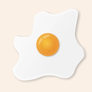 Sahanda yumurta ya da çırpılmış yumurta açık bej arka planda izole edilmiş.