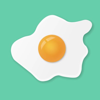 Yağda yumurta ya da çırpılmış yumurta yeşil mentollü arka planda izole edilmiş.