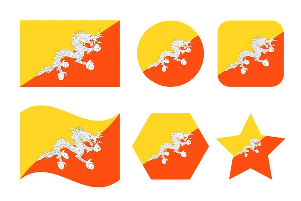 Flaga Bhutanu Prosta Ilustracja Dzień Niepodległości Lub Wyborów — Wektor stockowy