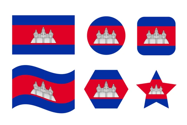 Bandeira Camboja Ilustração Simples Para Dia Independência Eleição —  Vetores de Stock