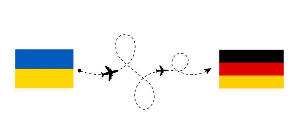 Vuelo Viaje Ucrania Alemania Avión Pasajeros Concepto Viaje — Archivo Imágenes Vectoriales