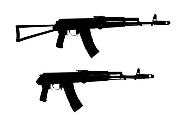 AK-74 'ün saldırı ikonu. Siluetin gölgesi.