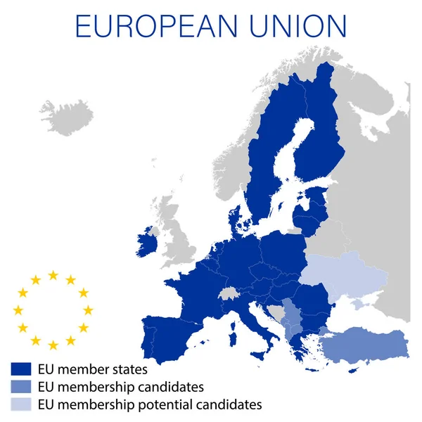 União Europeia Sobre Mapa Político Europa 2022 — Vetor de Stock
