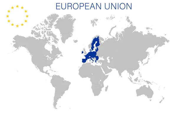 União Europeia Sobre Mapa Político Mundo 2022 — Vetor de Stock