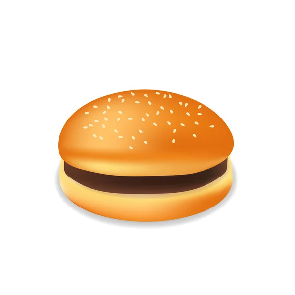 Hamburger Panino Realistico Con Carne Farina Fast Food — Vettoriale Stock