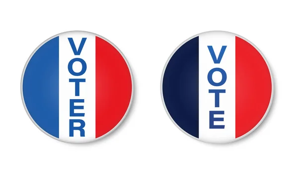 Президентские Выборы Франции 2022 Года Значок Кнопка Французским Флагом — стоковый вектор