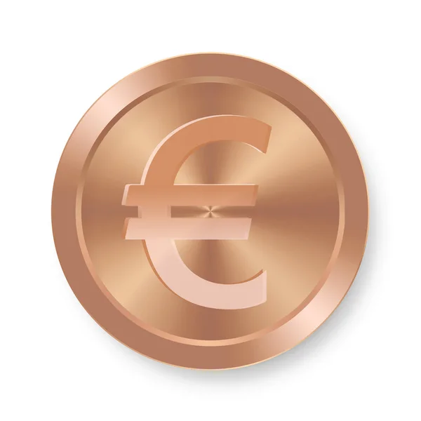 Pièce Bronze Euro Concept Monnaie Internet Web — Image vectorielle