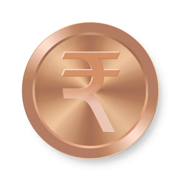 Pièce Bronze Roupie Indienne Concept Monnaie Internet — Image vectorielle