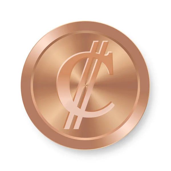 Bronze Colon Coin Konzept Der Internet Web Währung — Stockvektor