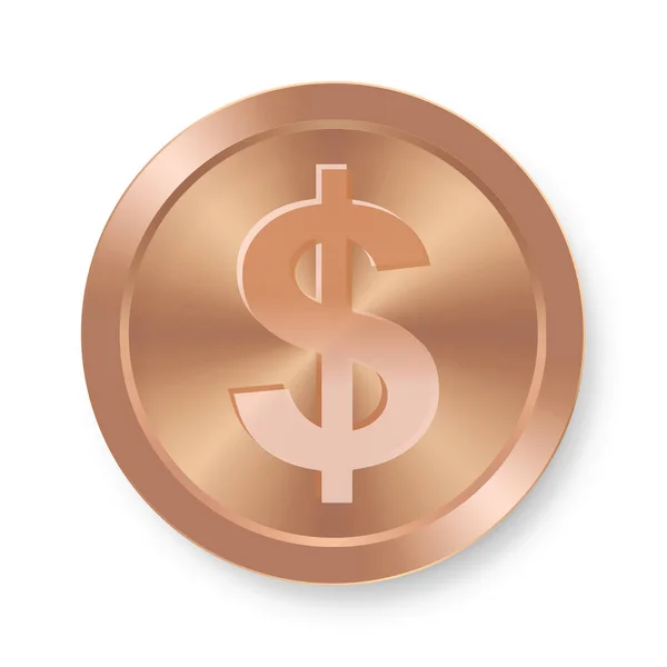 Pièce Monnaie Bronze Concept Monnaie Internet Web — Image vectorielle