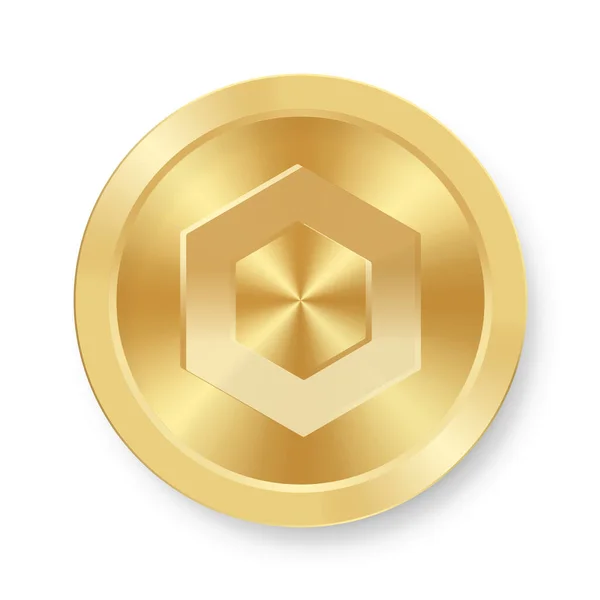 Moneda Oro Chainlink Concepto Internet Criptomoneda Web — Vector de stock