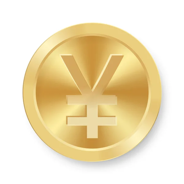 Gold Coin Chinese Yuan Yen Concept Internet Currency — Stock Vector